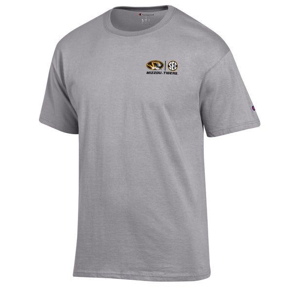 Mizzou Tigers Champion® SEC All Schools Oval Tiger Head Grey T-Shirt