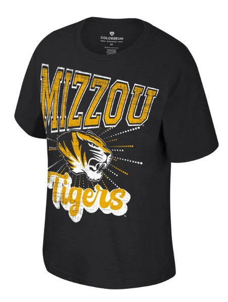 Mizzouロゴ入りColosseum XLウェア Mizzou Tigers Colosseum Women's OZ Oversized Tiger Head Black T