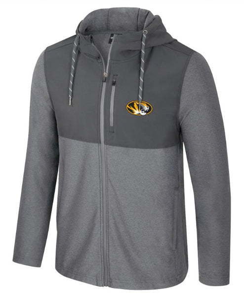 Mizzou Tigers Colosseum Full Zip Gurney Oval Tiger Head Grey