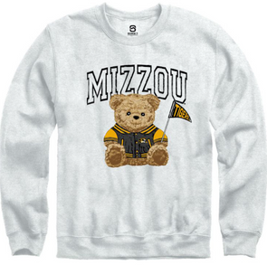 Mizzou Tigers Teddy Bear Letterman Jacket Grey Crew Sweatshirt