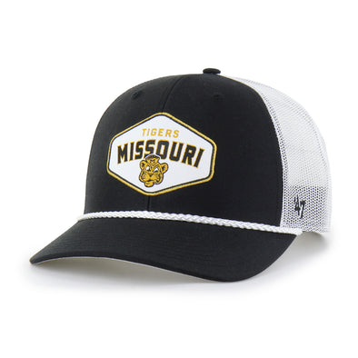 Mizzou Tigers 47 Brand Missouri Tigers Vault Beanie Rope Trucker Black White Mesh Snapback Adjustable Hat