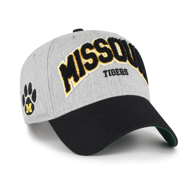 Mizzou Tigers 47 Brand Standish MVP Missouri Tigers Vault Paw M Side Logo Grey and Black Adjustable Hat