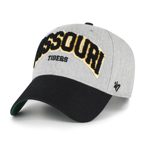 Mizzou Tigers 47 Brand Standish MVP Missouri Tigers Vault Paw M Side Logo Grey and Black Adjustable Hat