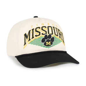 Mizzou Tigers 47 Brand Pomona Rope Hitch Vault Paw M Logo Off White and Black Hat
