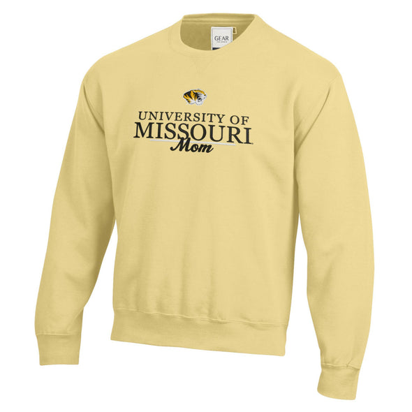 Mizzou Tigers GEAR for Sports University of Missouri Mom Script Yellow Crew Neck Sweatshirt