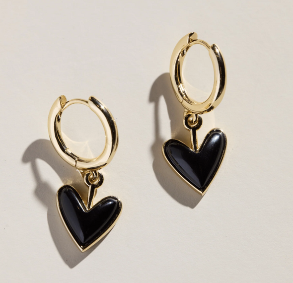 Mizzou Tigers Nickel and Suede Sweetheart Huggie Black Onyx Stone Earrings