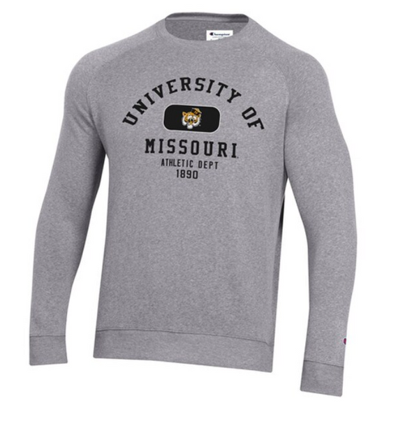 Mizzou Tigers Champion® University of Missouri Vintage Athletic Tiger Grey Crew Sweatshirt