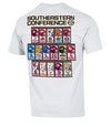 Mizzou Tigers Champion® SEC All Teams Spell Out Football Helmets White T-Shirt