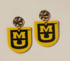 Mizzou Tigers Nickel and Suede Harpers Stacked MU Gold Earrings