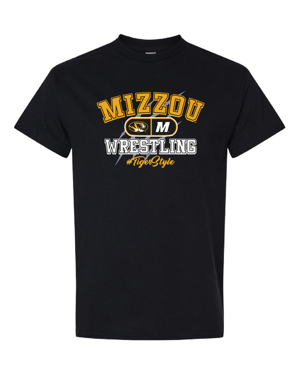 Mizzou Tigers Wrestling Tiger Style Tiger Head Block M Black T-Shirt