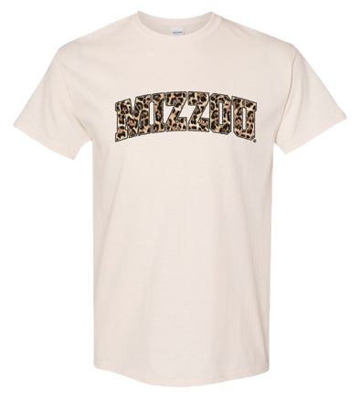 Mizzou Tigers Cheetah Print Mizzou Off White T-Shirt
