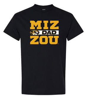 Mizzou Tigers MIZ-ZOU Oval Tiger Head Dad Black T-Shirt