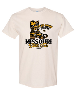 Mizzou Tigers Missouri State Fair 2025 Exclusive Step On In Tigers Cowboy Boot Cream T-Shirt