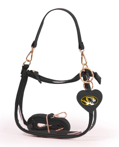 Mizzou Tigers Oval Tiger Head Heart Charm Clear Purse