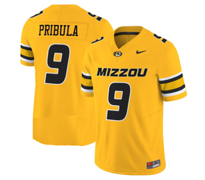 Mizzou Tigers Nike® 2025 Replica NIL Beau Pribula #9 Football Gold Jersey
