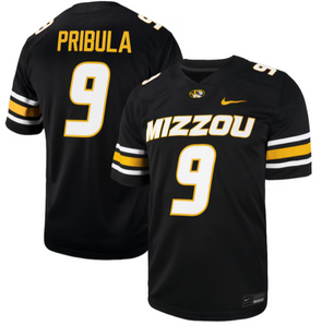 Mizzou Tigers Nike® 2025 Youth Replica NIL Beau Pribula #9 Football Black Jersey