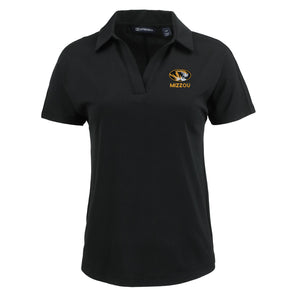 Mizzou Tigers Cutter and Buck Women's Coastline Dolman Tiger Head Black Polo