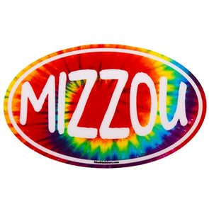 Mizzou Vinyl Oval Rainbow Tie Dye Sticker
