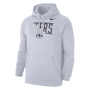 Mizzou Tigers Nike® 2025 Club Fleece Tonal Oval Tiger Head White Hoodie