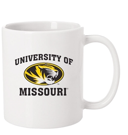 Mizzou Tigers University of Missouri Oval Tiger Head White Ceramic Mug