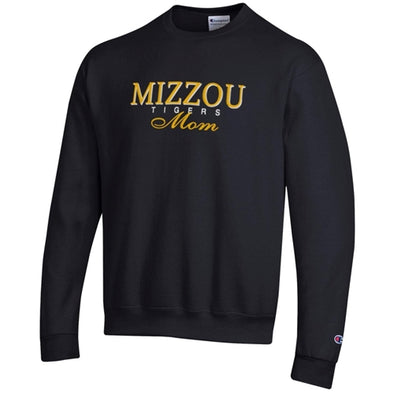 Mizzou Tigers Champion® Mom Script Black Crew Sweatshirt
