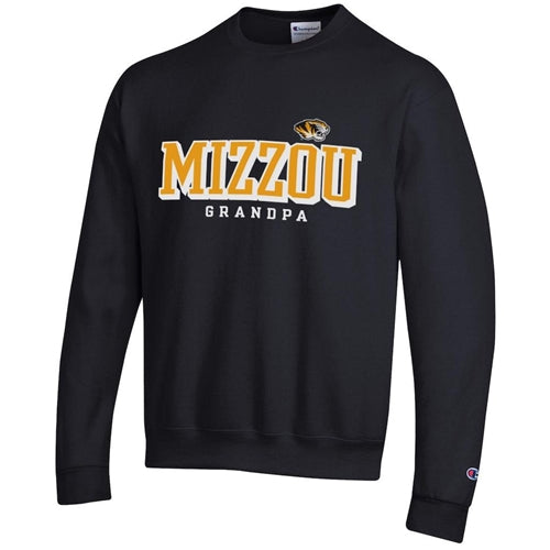 Mizzou Tigers Champion® Grandpa Tiger Head Black Crew Sweatshirt