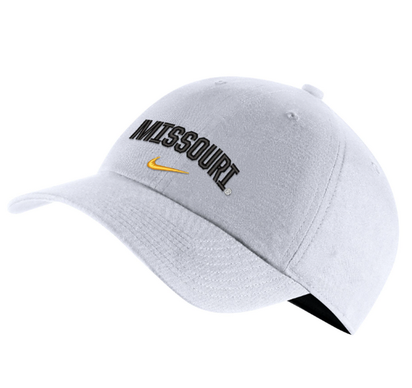 Mizzou Tigers Nike® 2023 Arch Missouri White Adjustable Hat