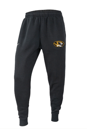 Mizzou Tigers Nike® 2023 Sideline Club Fleece Oval Tiger Head Black Sweatpants