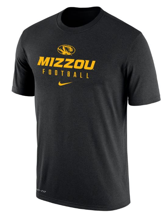 Mizzou Tigers Nike® 2023 Dri-Fit Team Issue Mizzou Football Black T-Shirt