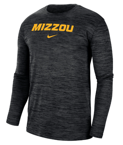 Mizzou Tigers Nike® 2023 Dri-Fit Velocity Team Issue Mizzou Black Long Sleeve T-Shirt