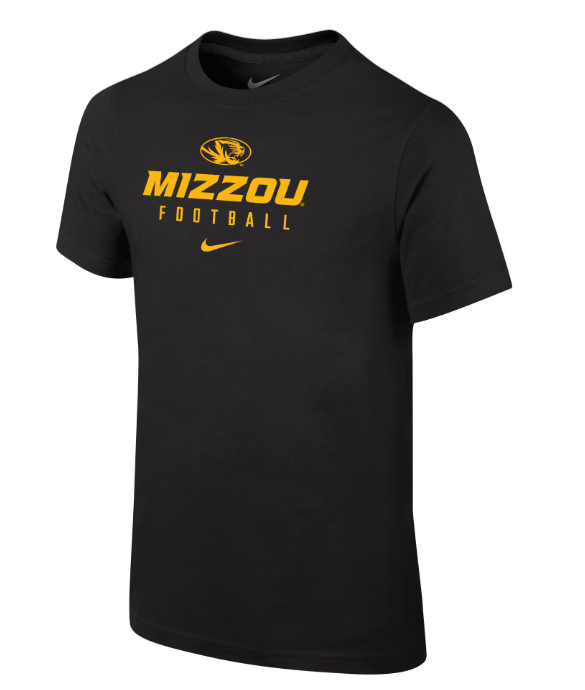 Mizzou Tigers Nike® 2023 Youth Football Sideline Black Cotton T-Shirt