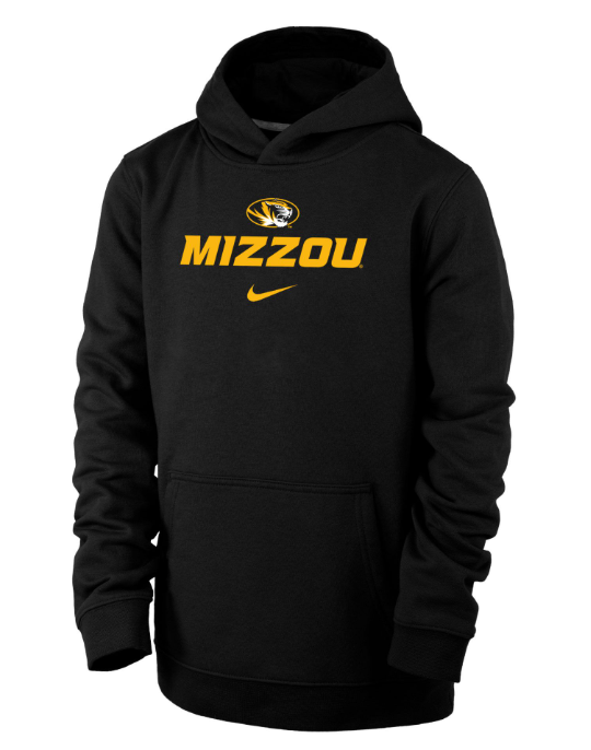 Mizzou Tigers Nike® 2023 Youth Sideline Oval Tiger Head Black Hoodie