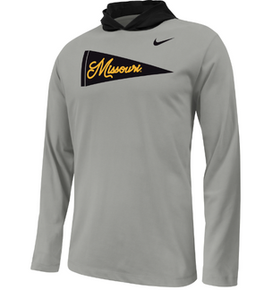 Mizzou Tigers Nike® 2023 Youth Sideline Pennant Grey Long Sleeve Hoodie