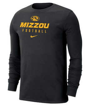 Mizzou Tigers Nike® 2023 Team Issue Oval Tiger Head Black Football Long Sleeve