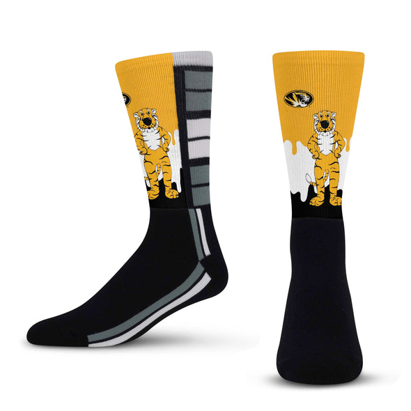 Mizzou Tigers Truman Mascot Black and Gold Socks
