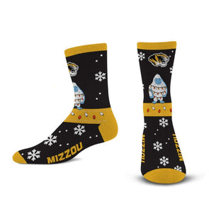 Mizzou Tigers Sweater Yeti Holiday Black and Gold Socks