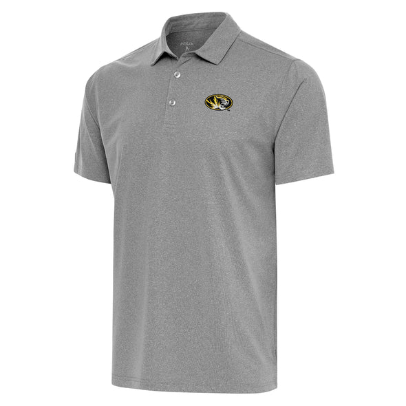 Mizzou Tigers Antigua Heather Jersey Oval Tiger Head Grey Polo