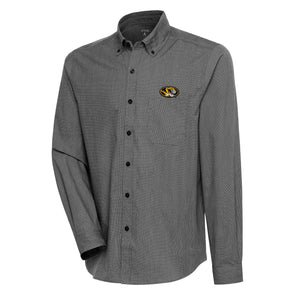 Mizzou Tigers Antigua Compression Mini Check Oval Tiger Head Dress Shirt