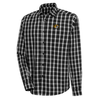 Mizzou Tigers Antigua Carry Plaid Oval Tiger Head Dress Shirt