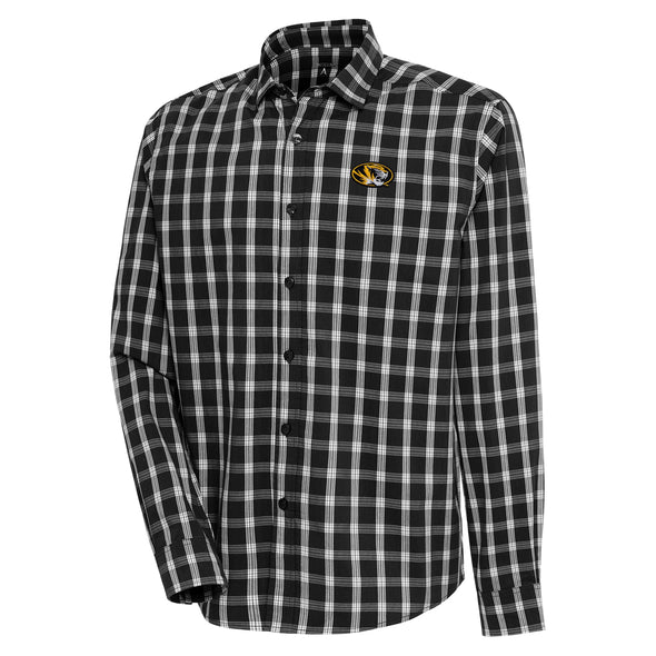 Mizzou Tigers Antigua Carry Plaid Oval Tiger Head Dress Shirt