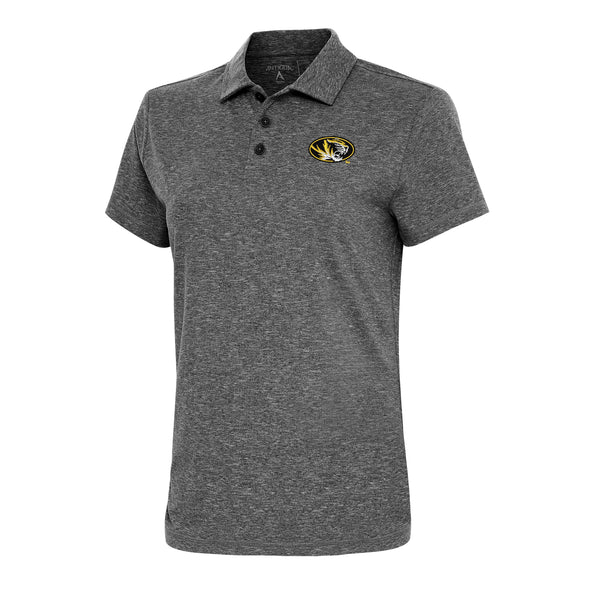 Mizzou Tigers Antigua Women's Brushed Heather Oval Tiger Head Grey Polo