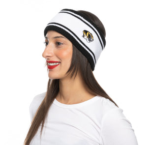 Mizzou Tigers Tiger Head Women's Stripe Black and White Knit Headband