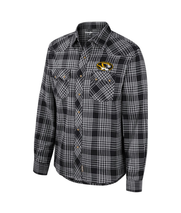 Mizzou Tigers Colosseum Western Wrangler Plaid Snap Up Long-sleeved Shirt