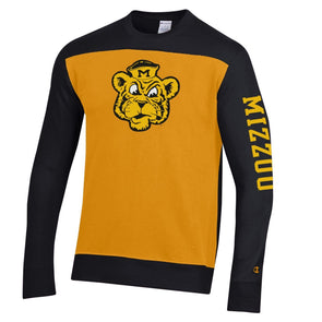 Mizzou Tigers Champion® Super Fan Beanie Tiger Black and Gold Crew Sweatshirt