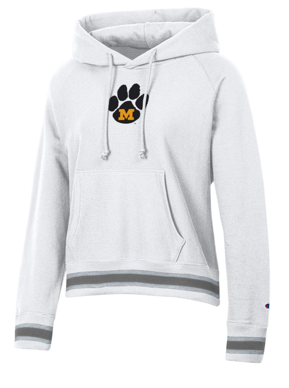 Mizzou Tigers Juniors Champion Reverse weave Vault Paw M Logo White Hoodie