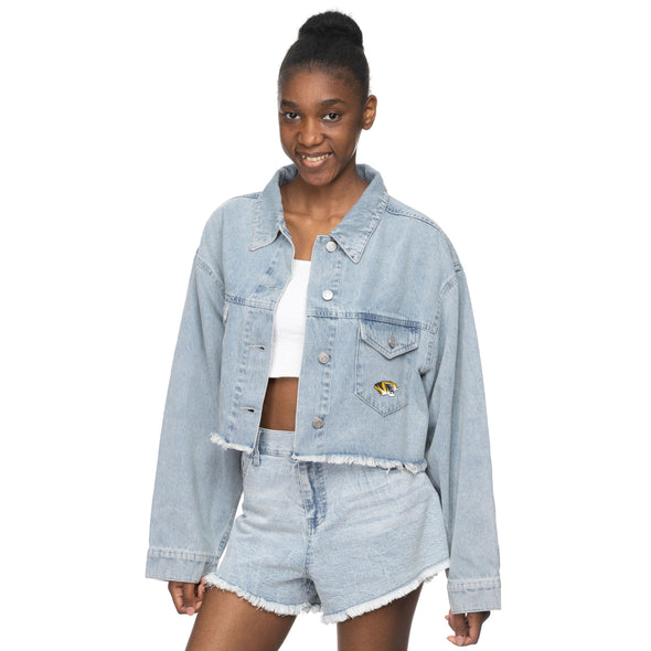 Mizzou Tigers Juniors Tiger Head Short Denim Jacket