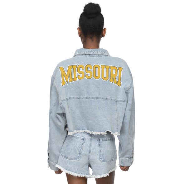 Mizzou Tigers Juniors Tiger Head Short Denim Jacket