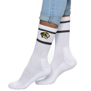 Mizzou Tigers Stripe Tiger Head Crew Socks