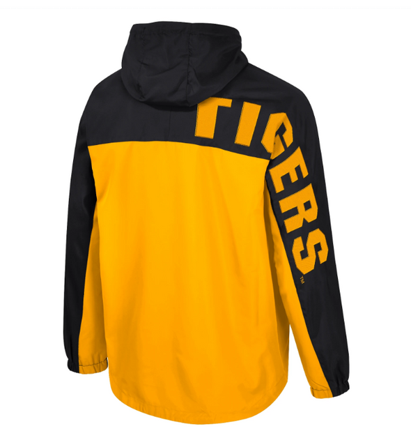 Mizzou Tigers Colosseum 1/2 Zip Anorak Oval Tiger Head Black and Gold Jacket
