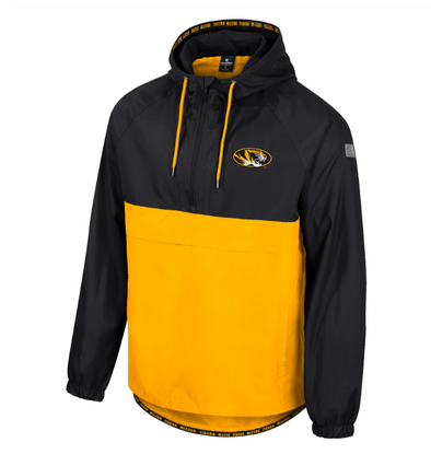Mizzou Tigers Colosseum 1/2 Zip Anorak Oval Tiger Head Black and Gold Jacket